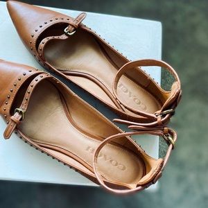 COACH Leather Jody Strappy / Studded Pointed Flats